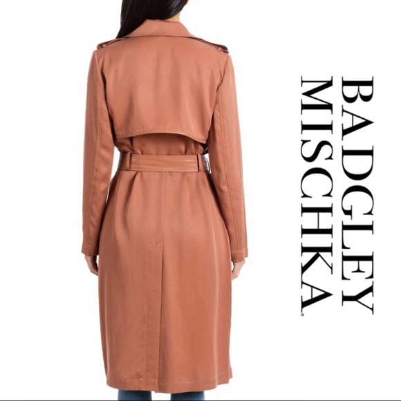 NWT Badgley Mischka Long Trench Coat - Picture 3 of 9
